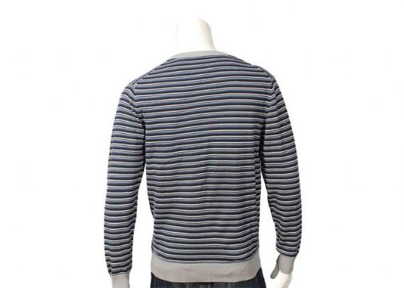 Jersey o suéter de acrílico de algodón de punto fino para hombre con cuello en V y patrón de rayas con mangas de