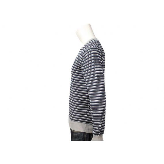 Jersey o suéter de acrílico de algodón de punto fino para hombre con cuello en V y patrón de rayas con mangas de