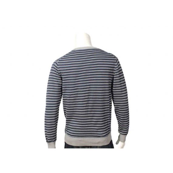Jersey o suéter de acrílico de algodón de punto fino para hombre con cuello en V y patrón de rayas con mangas de