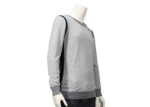 Regular Sleeve Breathable Warm Mens Knit Sweater Grey Cotton Sweater Round Neck