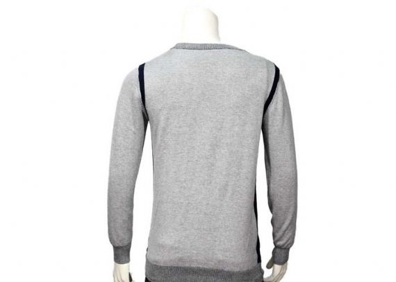 Suéter de punto cálido transpirable de manga regular para hombre Suéter de algodón gris Cuello redondo