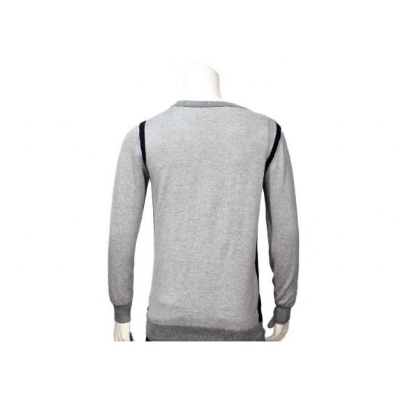 Suéter de punto cálido transpirable de manga regular para hombre Suéter de algodón gris Cuello redondo