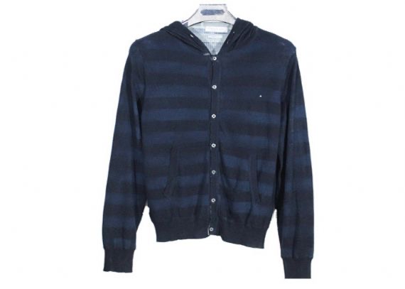 Modelo para hombre de encargo de la raya de la sudadera con capucha del suéter del cable de la cremallera completa del