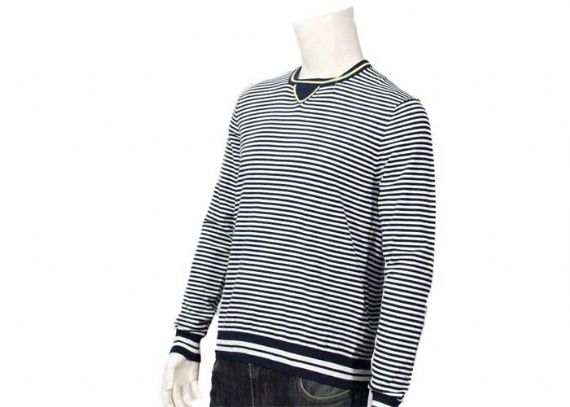 Jersey de rayas Suéter de punto moderno para hombre de algodón de invierno de manga larga en gris