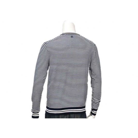 Striped Jumper Modern Mens Knit Sweater Winter Cotton Long Sleeve In Grey