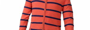 Zipper Cardigan Sweaters Cute Orange Mens Striped Sweater Medium Cardigan