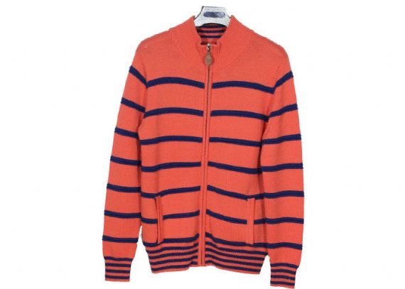 Cárdigan con cremallera Suéteres Suéter de rayas para hombre naranja lindo Cárdigan mediano