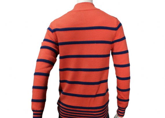 Cárdigan con cremallera Suéteres Suéter de rayas para hombre naranja lindo Cárdigan mediano