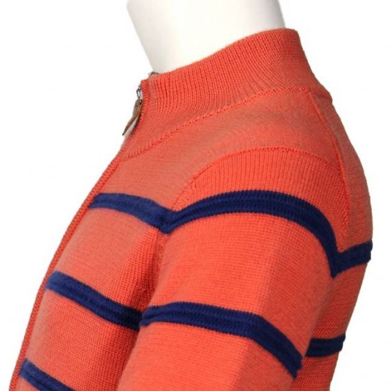 Cárdigan con cremallera Suéteres Suéter de rayas para hombre naranja lindo Cárdigan mediano
