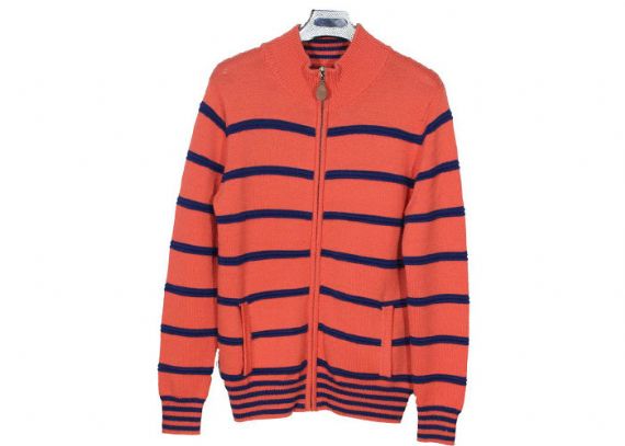 Cárdigan con cremallera Suéteres Suéter de rayas para hombre naranja lindo Cárdigan mediano