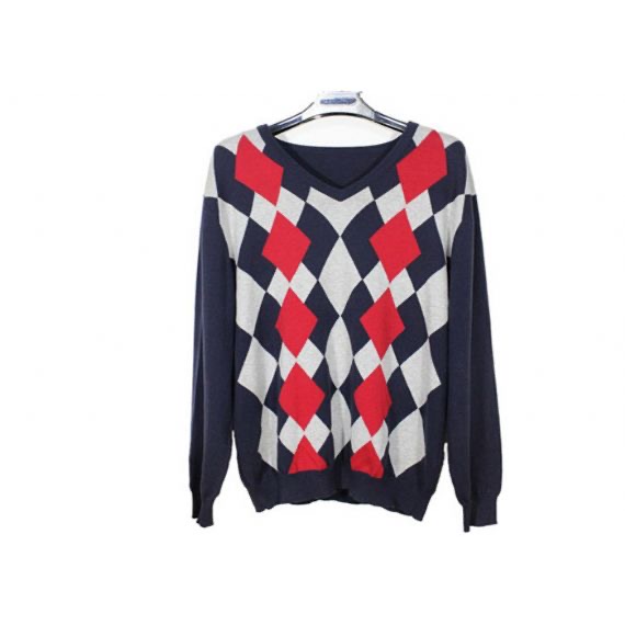 Diseño de suéter de argyle para hombres, estampado de intarsia, jersey de punto de manga larga con cuello en V