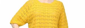 Loose Short Sleeve Round Neck Yellow Womens Knit Sweater For Spring And Autumn