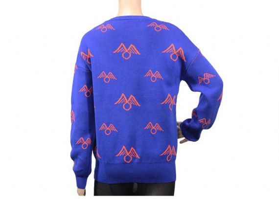 Suéter de punto para mujer de Jacquard acrílico azul largo Suéter de cuello redondo de otoño transpirable