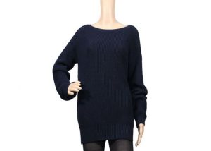 Navy Oversized Full Needle Cable Knit Sweater Womens Soft And Brethable For Winter