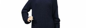 Navy Oversized Full Needle Cable Knit Sweater Womens Soft And Brethable For Winter