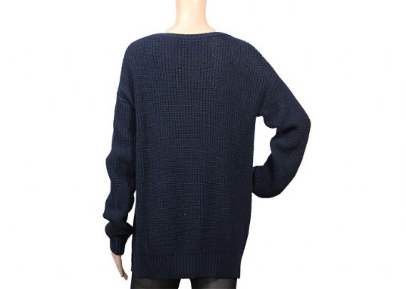 Navy Oversized Full Needle Cable Knit Sweater Womens Soft And Brethable For Winter
