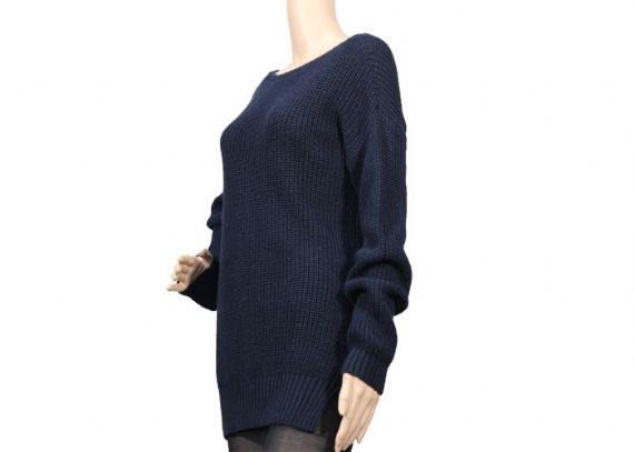 Navy Oversized Full Needle Cable Knit Sweater Womens Soft And Brethable For Winter