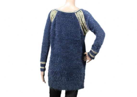 Pure Feather Yarn Rivet Soft Fuzzy Long Cozy Womens Knit Sweater Sensación suave de la mano