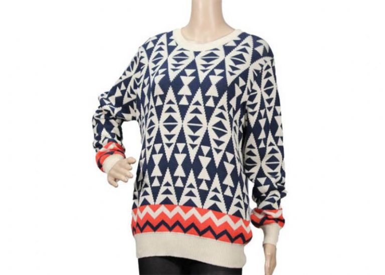 Autumn Winter Women ‘ S Jacquard Pullover Sweater In Knitted Diamond Design