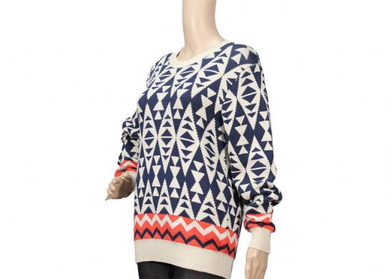 Suéter tipo jersey jacquard de otoño invierno para mujer con diseño de diamantes de punto