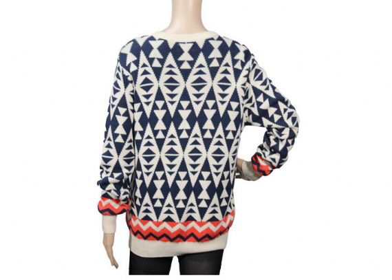 Suéter tipo jersey jacquard de otoño invierno para mujer con diseño de diamantes de punto