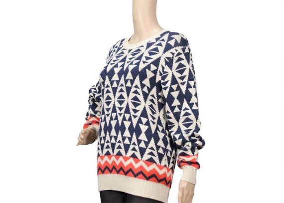 Suéter tipo jersey jacquard de otoño invierno para mujer con diseño de diamantes de punto