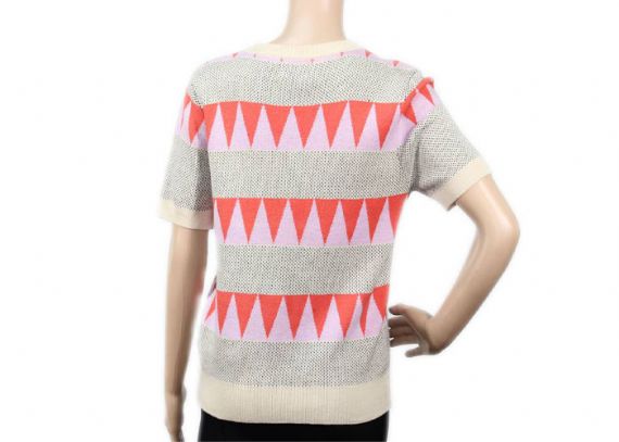 Jersey de punto con cuello redondo para mujer con top de jacquard en manga corta para la temporada de verano