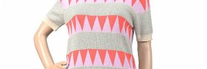 Jacquard Top Womens Knit Sweater Crew Neck Jumper In Short Sleeve For Summer Season