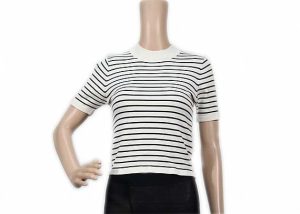 Computer Womens Knit Sweater Black And White Striped Cool T - Shirt Short Sleeve