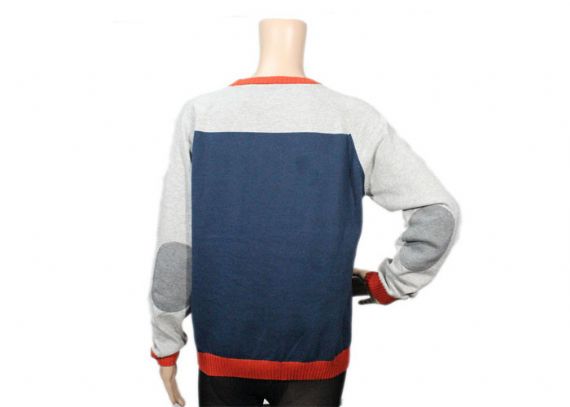 Suéteres de malha com gola redonda manga longa azul feminina padrão jacquard