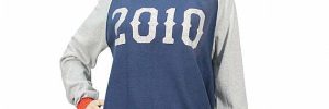 Round Neck Long Sleeve Oversized Knit Sweaters Blue Ladies Jacquard Pattern