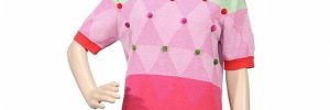 Summer Loose Knit Pullover Sweater Diamond Lattice Checked Ball Decoration
