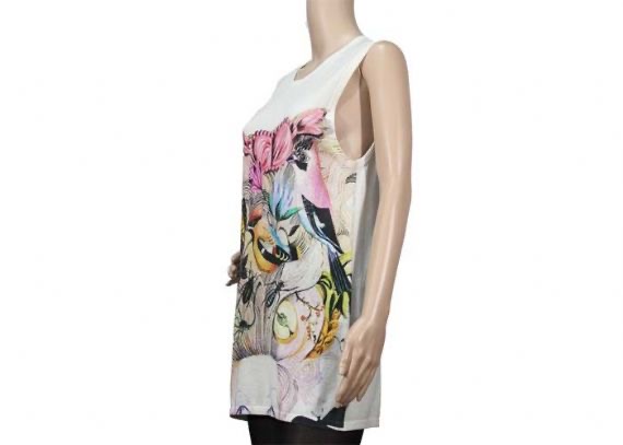 Chaleco de punto para mujer estampado con cuello redondo blanco acogedor sin mangas antiarrugas