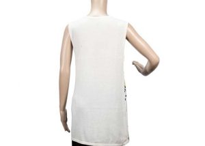 Cozy White Crew Neck Printed Womens Knit Sweater Vest Sleeveless Anti – Wrinkle