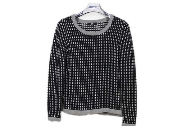 Otoño invierno cálido grueso para mujer suéter de punto blanco y negro acrílico femenino