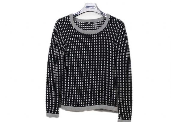 Otoño invierno cálido grueso para mujer suéter de punto blanco y negro acrílico femenino