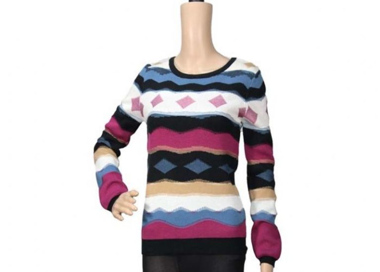 Dolman Sleeve Intasia Patterned Diamond Lattice Sweater Women Knitwear