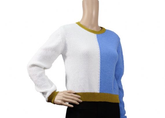 Suéter de cuello redondo de punto informal suelto para damas