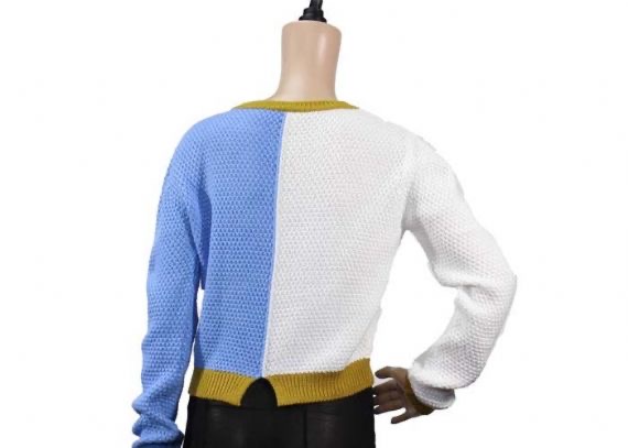 Suéter de cuello redondo de punto informal suelto para damas
