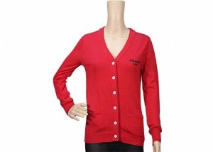 Red Long Sleeve Open Front Cable Knit Cardigan Button Up V Neck Cotton Cardigan