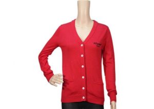 Red Long Sleeve Open Front Cable Knit Cardigan Button Up V Neck Cotton Cardigan
