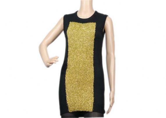 Chaleco de suéter de punto para mujer sin mangas de color oro negro, chaleco largo de suéter para mujer