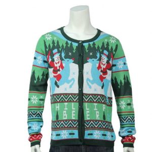 Factory Cotton Acrylic Knitted Snowman Riding Xmas Cardigan Mens