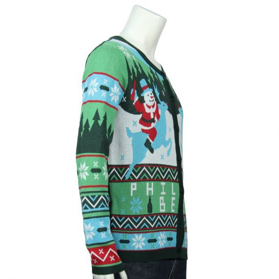 Fábrica de algodón de punto de acrílico muñeco de nieve que monta la rebeca de Navidad para hombre