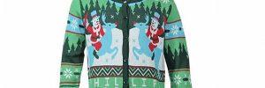 Factory Cotton Acrylic Knitted Snowman Riding Xmas Cardigan Mens