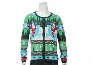 Factory Cotton Acrylic Knitted Snowman Riding Xmas Cardigan Mens