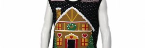 Custom Novelty Fireplace Knitted Xmas Sleeveless Vest
