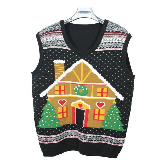 Chimenea de novedad personalizada chaleco sin mangas de Navidad hecho punto