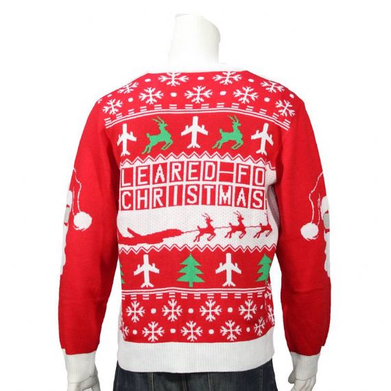 Fabricante de suéter de Navidad feo de punto rojo para hombres de calle de rodaje
