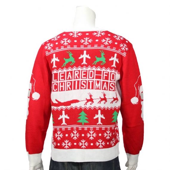 Fabricante de suéter de Navidad feo de punto rojo para hombres de calle de rodaje